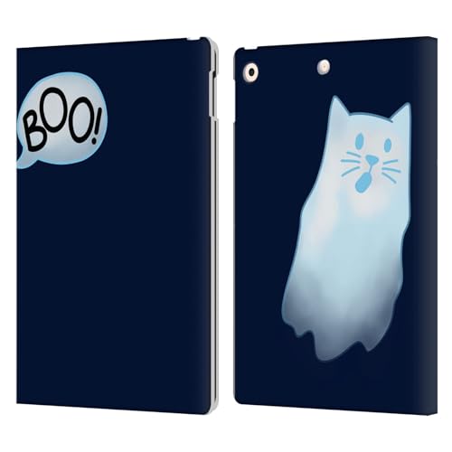 Étui Portefeuille Ghost Chats Doodle iPad 10.2 avec Multi-Positions