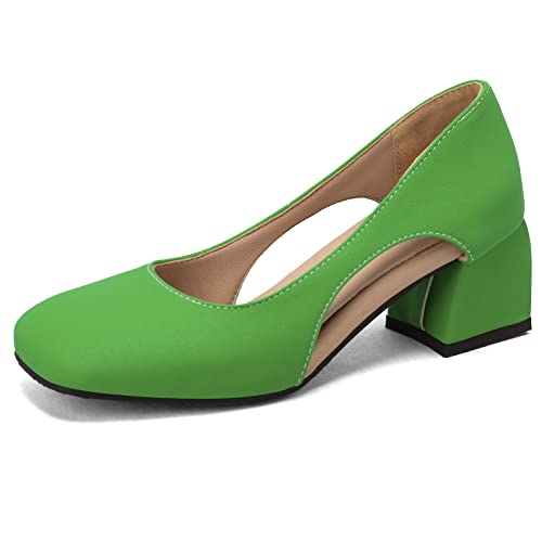 Escarpins femme talon moyen bout carré élégants robe vert