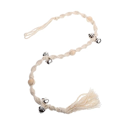 Milisten ペット吊りドアベル キット ペット用品 フィーダ 犬のボタン led犬の首輪ライト 訓練犬の呼び鈴 ペットドアベルのトレーニング しつけ用ベル 手作りの犬の鈴 綿ロープ Beige