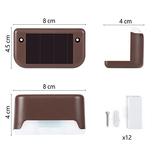 Solpex Solar Fence Lights, 12 Pack Garden Solar Deck Lights for Outdoor, Waterproof for Outdoor Stairs, Step, Fence, Yard, Patio, Pathway(Brown Warm White)