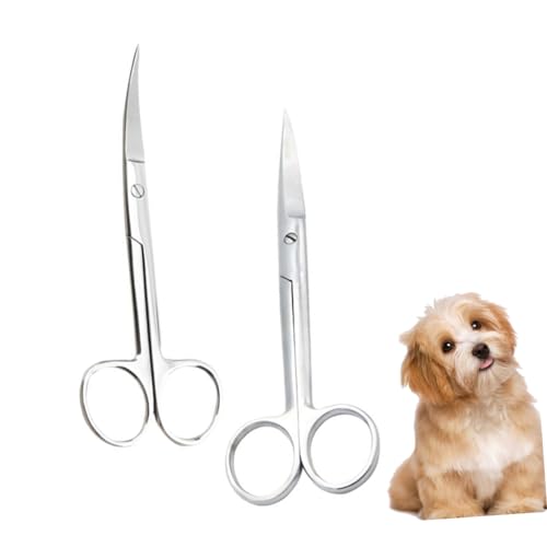 NOLITOY 2pezzi Forbici Per Toelettatura Animali in Acciaio Inossidabile Punta Dritta e Flessibile Per Del Degli Animali Domestici Per in