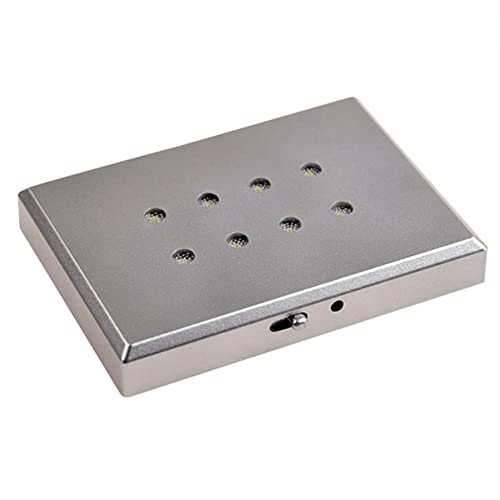 LOOXIS LED Leuchtsockel Für 3D Laser-Foto – 14,3x10,3x2,3 cm, Kunststoff in gebürsteter Edelstahl-Optik, LED-Spots - 8 LED