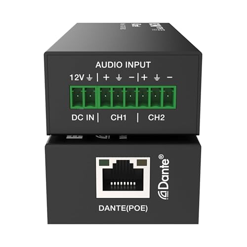 Image of Eaton Tripp Lite Series Dante 2-Channel Analog Audio Encoder with PoE Power Supply Option up to 100 Meters (328 ft), Phoenix Connector, PCM 2.0 44.1kHz /48kHz /96kHz up to 24 Bit (A130-DNT-ENC)