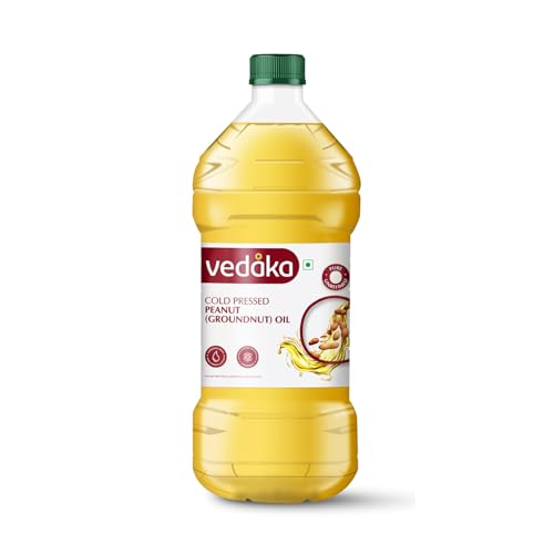 Image of Amazon Brand - Vedaka Cold Pressed Groundnut (Peanut) Oil | 2 L | Cooking Oil | Pure & Unrefined | Contains MUFA & Omega -6 | Contains Antioxidants | Rich Aroma & Flavour Of Groundnuts