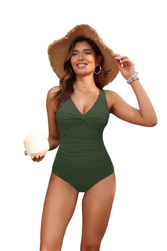 Image of Holipick Women Tummy Control One Piece Swimsuit - Push Up Bathing Suit Full Coverage Slimming Swimwear