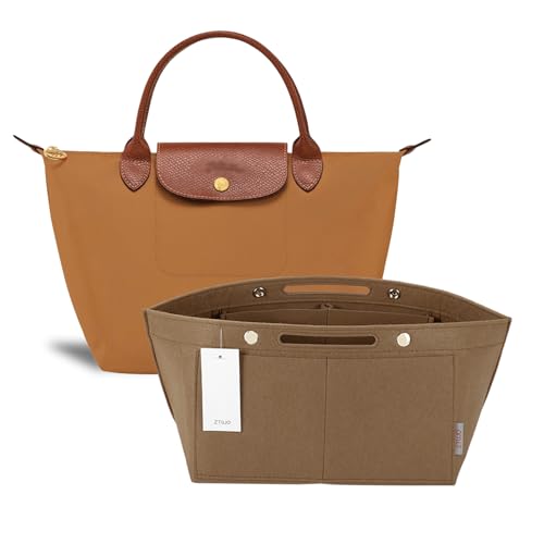 ZTUJO Purse Organizer Insert for le pliage Compatible with Longchamp Le Pliage Top Handle S/M Shoulder Bag S/L (Lighting Coffee Large For Top Handle M and Shoulder Bag L)