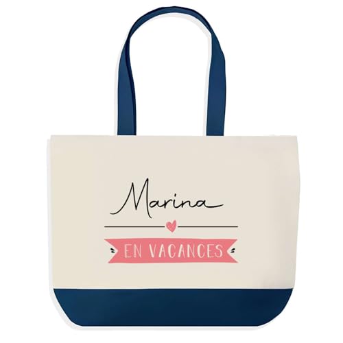 Sac de shopping bleu marine grand sac de course et de provision pour vacances et loisirs