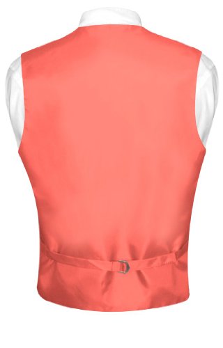 Men's Dress Vest & BowTie Solid CORAL PINK Color Bow Tie Set for Suit or Tuxedo2