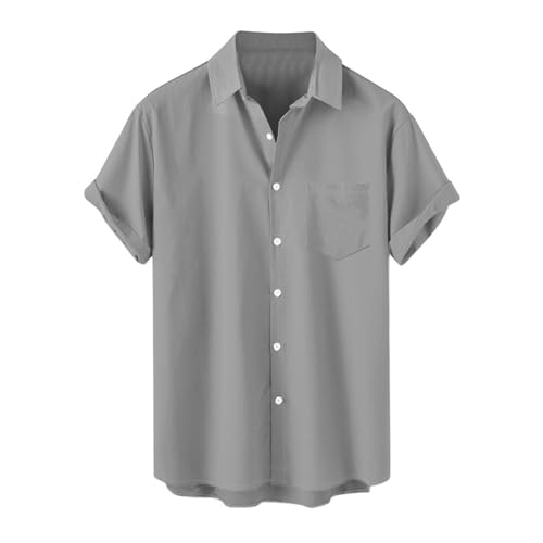 Mens Summer Shirts Loose Fit Lapel Button Down Short Sleeve Shirt Casual Hawaiian Beach Athletic Blouse Tops