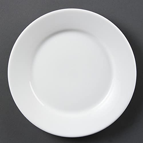 Olympia White Ware Wide Rimmed Service Plates 230mm Porcelain Innovative 12pc