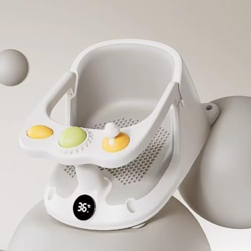 Siège de bain bébé dès 6 mois avec dossier ergonomique et thermomètre intégré