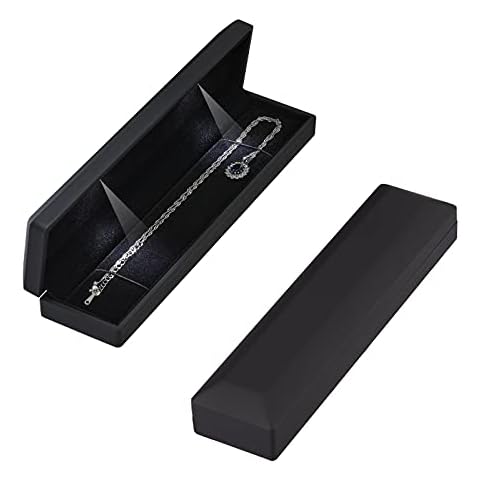 LETURE Long Chain Necklace Jewelry Gift Box Case with LED Light Cover