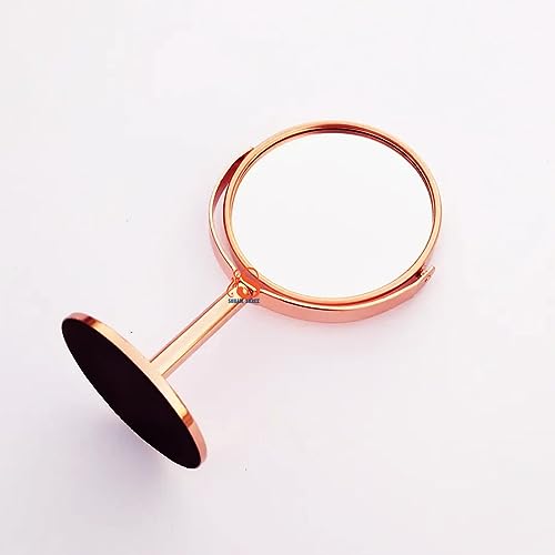 Image of Tabletop Double Side Shaving Makeup Vanity Mirror 360 Degree 5X Magnification Beauty Make up Cosmetic Stand for Shaving & Makeup Vanity Bedroom Bathroom Desk (Round)(Rosegold)