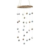Nursery Ceiling Mobile- Ice Blue, Gray, Almond & White Felt Ball Pom Pom- Neutral Children's Room Ceiling Decor- Nursery Boy Girl Baby Shower Gift- Handmade - 100% Wool Felt Shapes