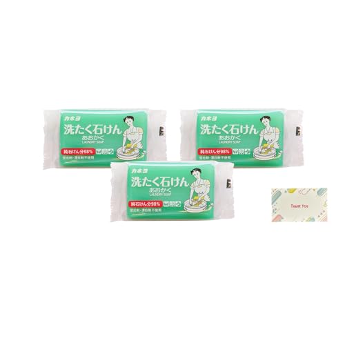 カネヨ石鹸 洗たく石けん あおかく 150g 3個セット + Kunutonnオリジナルロゴ入りe おまけ付