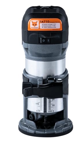 Image of FoxAlien 1HP 710W 65mm Diameter Compact Palm Router for CNC Woodworking,6 Variable Speeds Max 30000 R /MIN Wood Trimmer with 1 /4 inch Collet (110V)