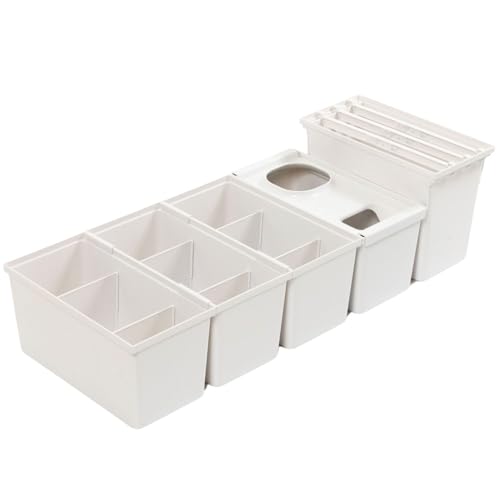 【70cm 60cm 50cm の引き出しに】 TOTONO(トトノ) 引き出し用 収納ボックス まとめ買いセット 日本製 キッチン 収納 シンプル 目隠し 仕切り (Cセット (5点:調味料ボックス×3+レジ袋ボックス×1+ゴミ袋ストッカー×1))