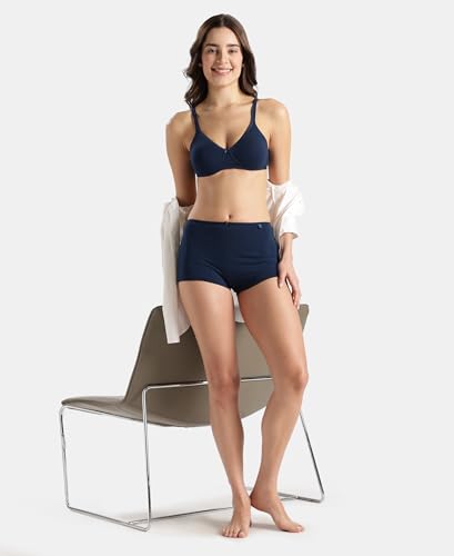 Image of Jockey SS04 Women High Coverage Super Combed Cotton Elastane Stretch Boy Leg with Concealed Waistband and StayFresh Treatment Pageant Blue XL