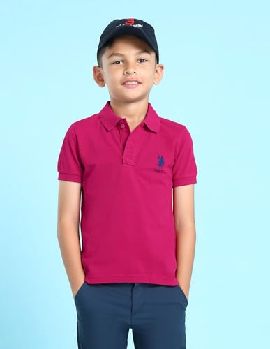 Image of U.S. Polo ASSN. Knitted Boys Polo T-Shirts - Soft Cotton Fabric, Ribbed Polo Collar, Regular Fit T Shirt for Kids