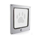 Katzenklappe für Innen- und Außentür, drehbare 4-Wege-Verriegelung, Haustiertüren, Katzen, kleine Hunde, Wand/Holz/UPVC, exklusiver Eingang, einfache Montage, wetterfest (Weiß, L 24 x 27,2 x 2 cm)