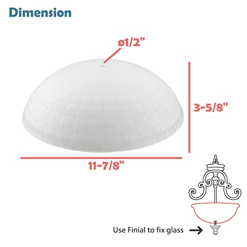 Image of Aspen Creative 25015-76-1 Replacement Frosted with Diamond Pattern Glass shade for Flush Mount or Semi-Flush Mount, 1 /2 inch Center Hole, 11-7 /8 inch Diameter x 3-5 /8 inch Height