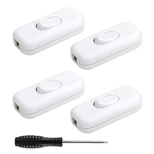 2er-Pack Schnurschalter 6A 250V – Transparenter Wippschalter, 2-polig, Für 2-3-adrige Leitungen, Lampenschalter & Kleingeräte