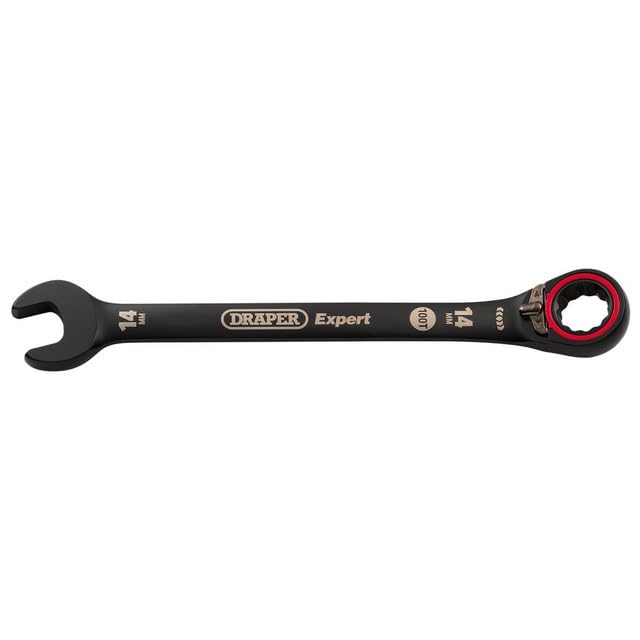 Draper 03904 Expert HI-TORQ Metric Reversible Ratchet Combination Spanner, 14mm, Black, Red and Black - Image 3