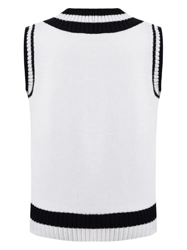 easyforever Kids Boys Girls Striped Trim Knitted Pullover Vest V Neck School Uniform Sweater Vest Waistcoat Knitwear2