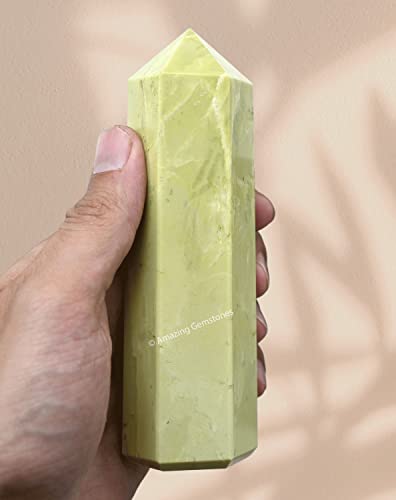 Image of Amazing Gemstone Large Serpentine Crystal Towers ~ Natural Healing Crystal Point Obelisk for Reiki Healing and Crystal Grid (5.5 to 6 INCH)