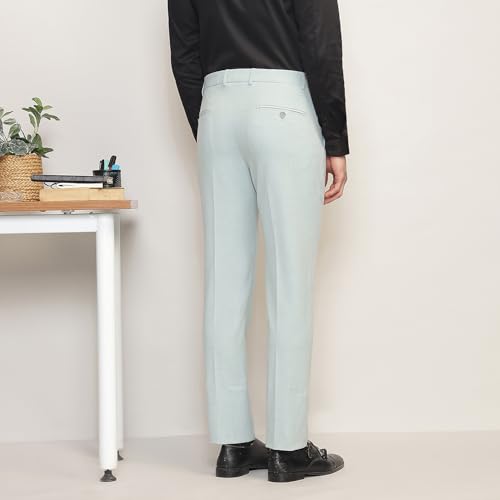 Image of SUBTRACT Men 4 Way Stretch Wrinkle Free Slim Fit Formal Trouser in with 2 Inch Flexible Waistband | Men's Trousers for Office Or Party