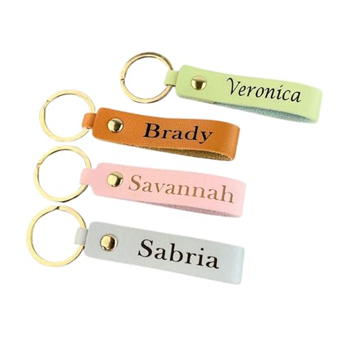 Personalized Leather Keychain with Name & Coordinates