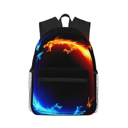 Mochila para laptop clásica de dragones con puerto y gran capacidad para viaje y universidad