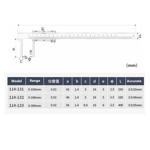 Calibrador de ranura puntiaguda 0-150mm acero inoxidable miniatura 3