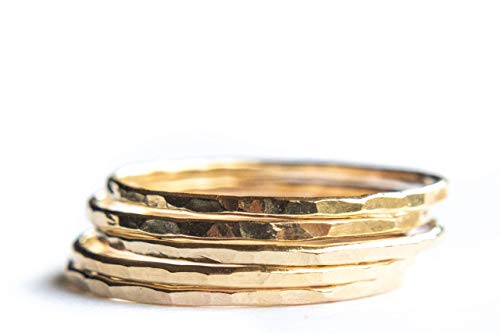 Ellie J Maui Hammered Gold Ring, Gold Stacking Rings thumb #2