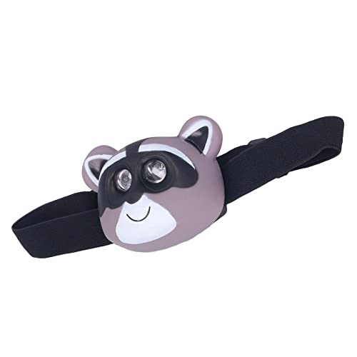 Linterna frontal para niños portátil con luz LED y diseño infantil de mapache 2