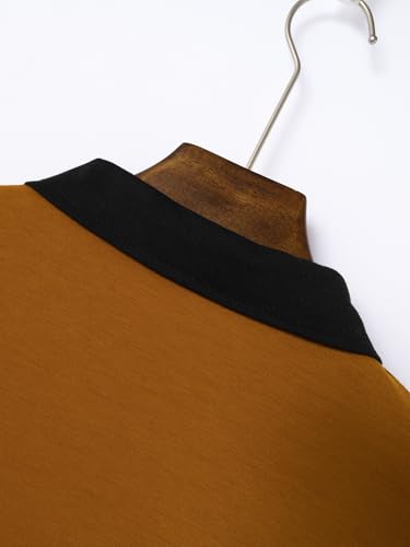 Mens Long Sleeve Polo Shirts Casual Cotton Polo T Shirt with Pocket Classic Button Collared Golf Shirt3