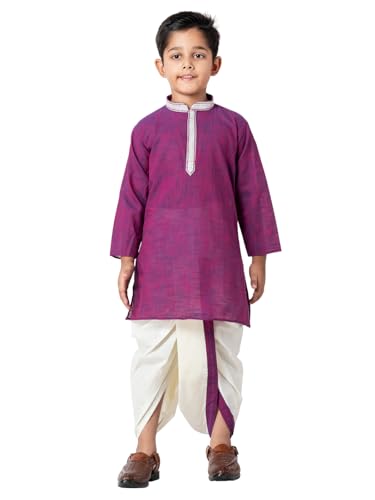 Image of Boys Ethnic Kurta & Elastic Waist Dhoti Set