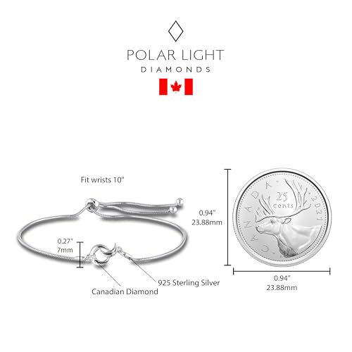 Image of Polar Light Signature Canadian Diamond Charm Bracelet in .925 Sterling Silver - Choice of Rolo or Paperclip Style Chain