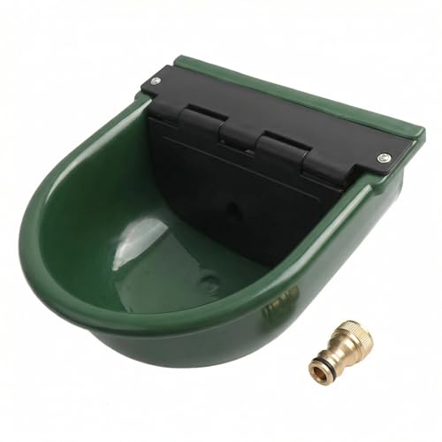 Abbeveratoio per Bestiame con Valvola a Galleggiante Automatica, capacità 4 Litri, Verde, per Cavalli, Bovini e Ovini, con Tubo da Giardino Standard, 26,5 X 28 Cm