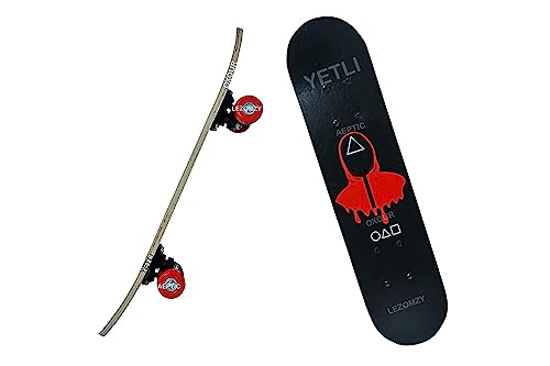 Image of Skateboard 24 inchx 6 inch Double Kick Concave Complete Skate Board 9 Layer Plywood Deck Standard Skateboards for Kids Boys Girls Beginners Teens Adult- (Red Diamond Print)