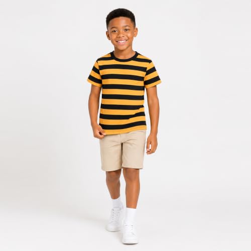 Image of Mud Kingdom T-Shirt for Boys Short Sleeve Plain Cotton Classic Summer Casual Stripe