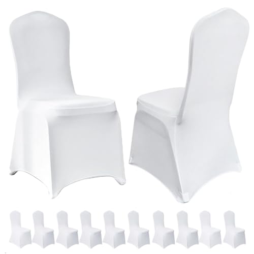 hicoosee Couverture Housses de Chaise Mariage, 10 Pièce Universel Housse de Chaise Extensible pour Chaises sans Bras Polyester et Élasthanne Élastique...