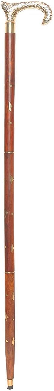 Bastones plegables de madera hechos a mano de 36 pulgadas con mango de latón vintage