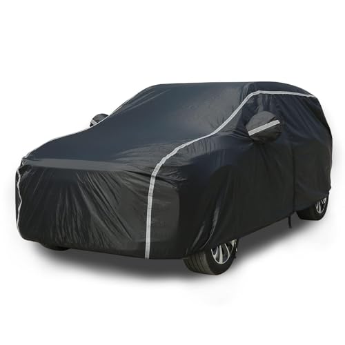 Tecoom SUV Car Cover Waterproof All Weather, Hail Protector for Automobiles w/Zipper Door, Cotton Backing UV Protection Car Covers Outdoor Indoor, Snowproof Universal Car Tarp Fit for 191