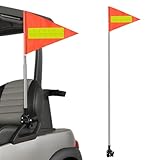Vaguelly Telescopic Golf Cart Flag Pole Reflective Safety Flag Adjustable Retractable Triangle for Wheelchairs Outdoor Visibility
