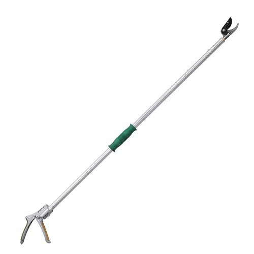 Image of Sharpex Heavy Duty 4.4 Feet Long Reach Pruner Aluminum Cut and Hold Pruner For Tree Branch Cutter & Trimming, Cutting Leaves, Fruit Picker | Cut Up to 2 Inch & Hold Easy Garden Pruning Tool