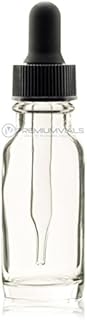 PREMIUM VIALS CREATIVE PACKAGING SOLUTIONS 1/2 Oz (15 ml) CLEAR Boston Round Glass Bottle w/Dropper - Pack of 36