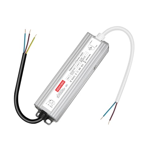 Transformador 220v a 24v, Transformador LED 24v 36w, IP67 Impermeable, Fuente Alimentacion 12V 1.5A Constante, Sin ruido/sin parpadeo de LED para bombillas y tiras LED MR16 GU5.3 MR11 G4, no regulable