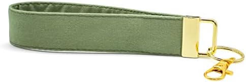 VLAWISE Unisex Olive Green Wristlet Keychain - Solid Color Fabric Strap with Lobster Swivel Clasp for Keys