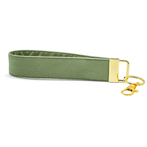 Vlawise Unisex Olive Green Wristlet Keychain - Solid Color Fabric Strap With Lobster Swivel Clasp For Keys #TOP3